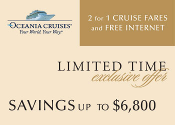 Oceania Cruises: 2 for 1 Cruise Fares