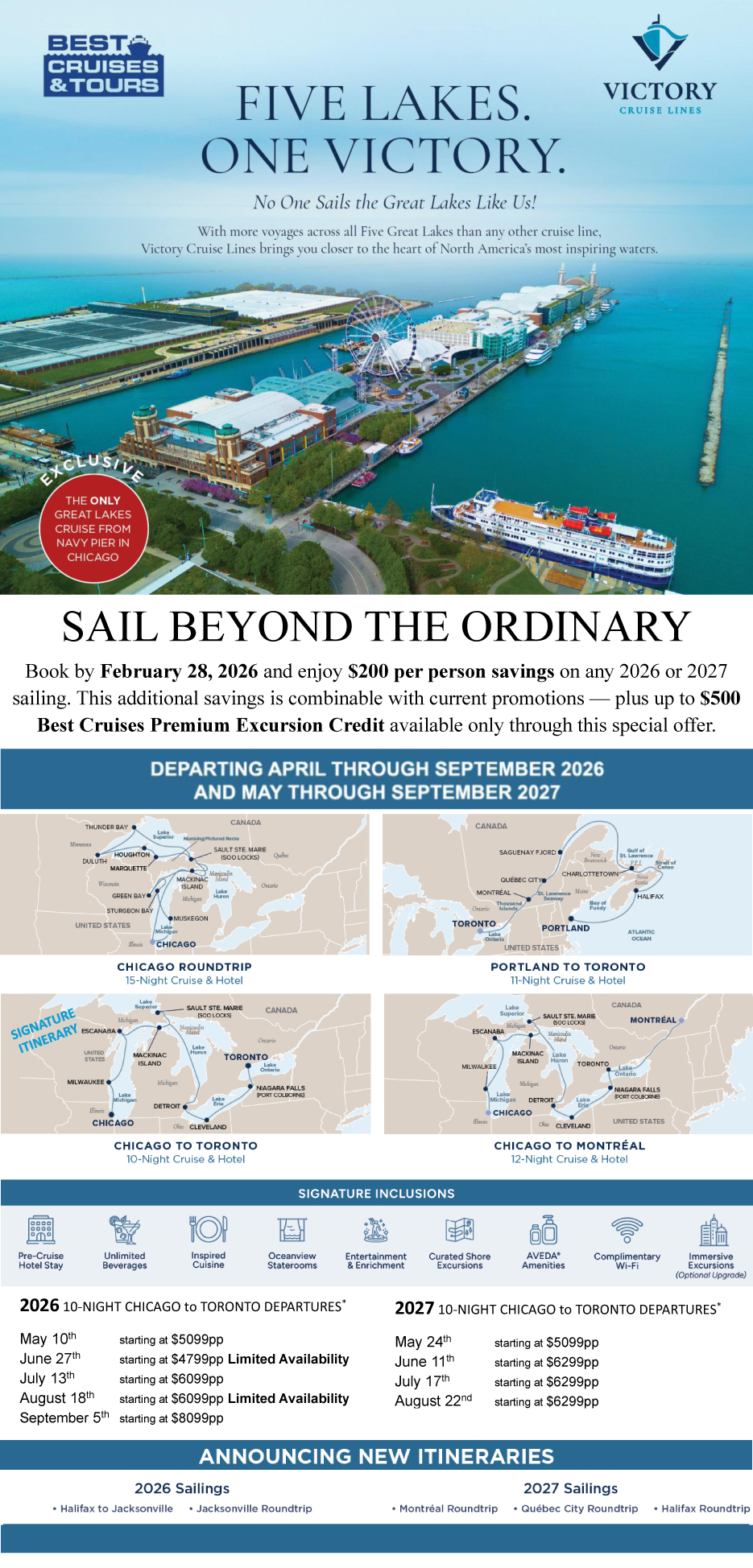 Victory Cruise Lines: Five Lakes. One Victory.