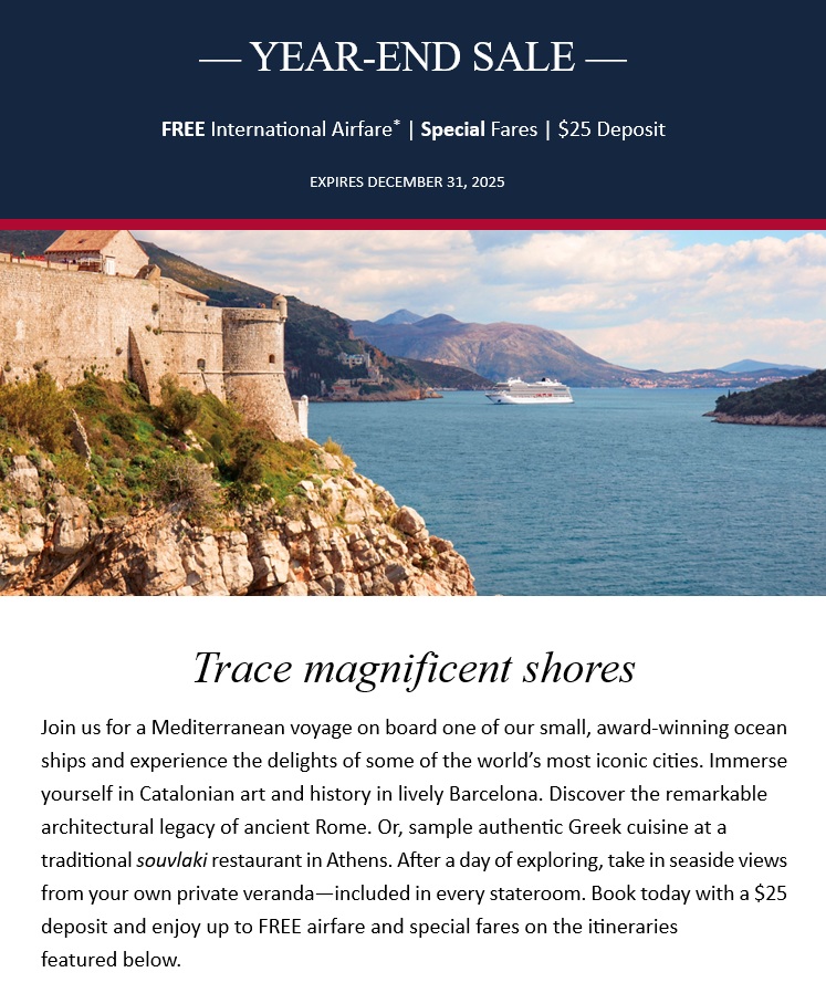 Viking: Mediterranean Voyages Year-End Sale